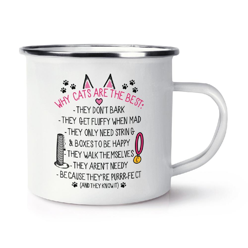 gift base Why Cats Are The Best Retro Enamel Mug Cup
