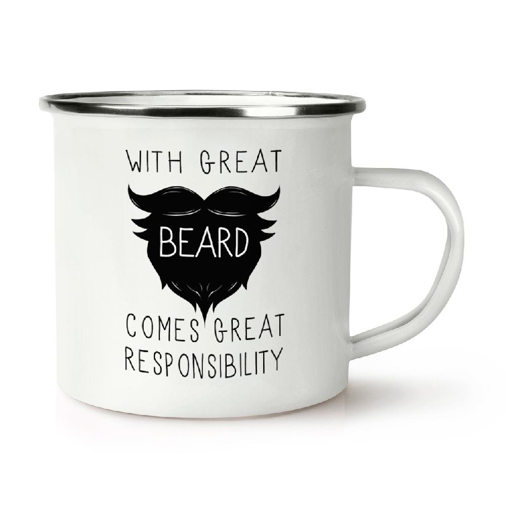 gift base With Great Beard Comes Great Responsibility Retro Enamel Mug Cup
