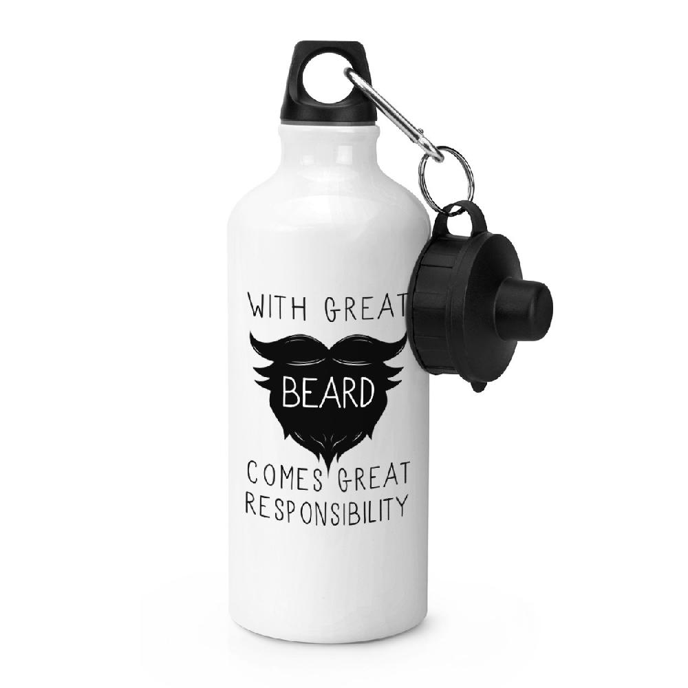 gift base With Great Beard Comes Great Responsibility Sports Bottle