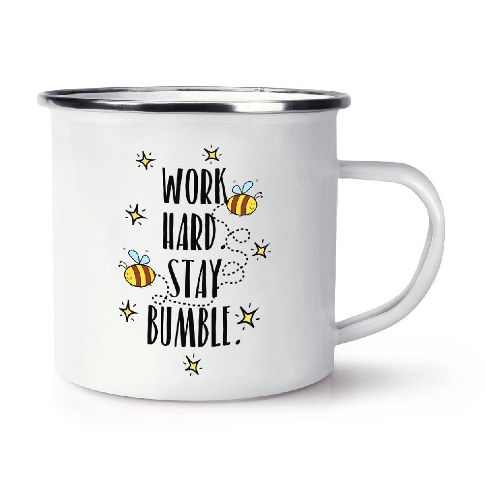 gift base Work Hard Stay Bumble Retro Enamel Mug Cup