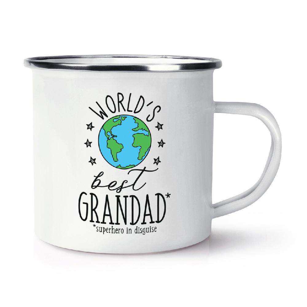 gift base World's Best Grandad Retro Enamel Mug Cup