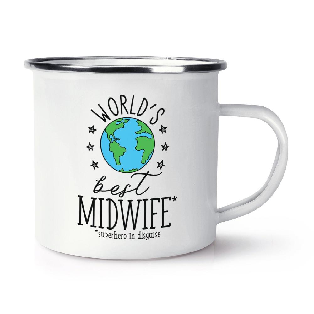 gift base World's Best Midwife Retro Enamel Mug Cup
