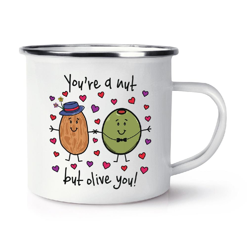 gift base You're A Nut But Olive You Retro Enamel Mug Cup