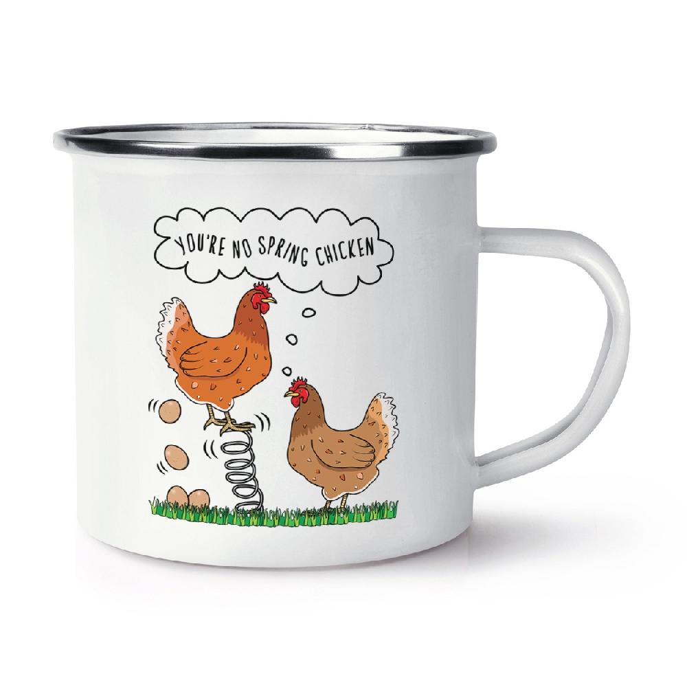 gift base You're No Spring Chicken Retro Enamel Mug Cup