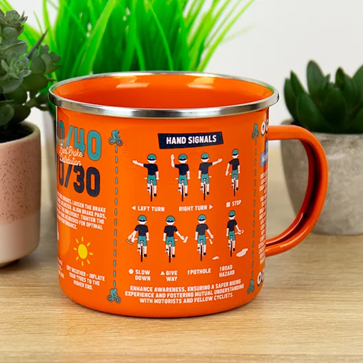 Gift Republic Cycling Guide Enamel Mug With Carabiner