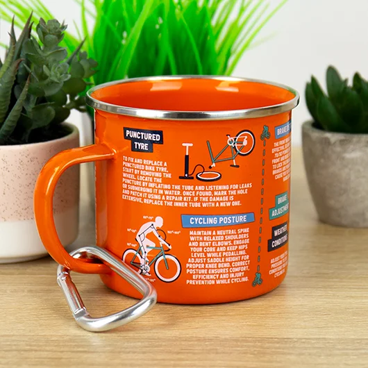 gift republic Cycling Guide Enamel Mug with Carabiner