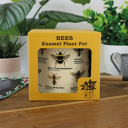 Gift Republic Bee Enamel Plant Pot