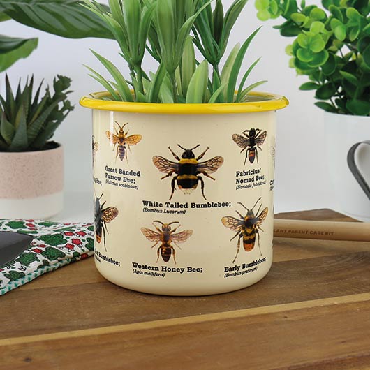 Gift Republic Bee Enamel Plant Pot