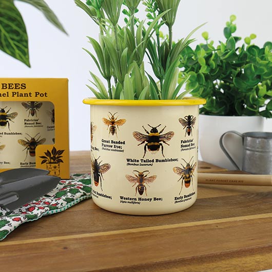 gift republic Bee Enamel Plant Pot