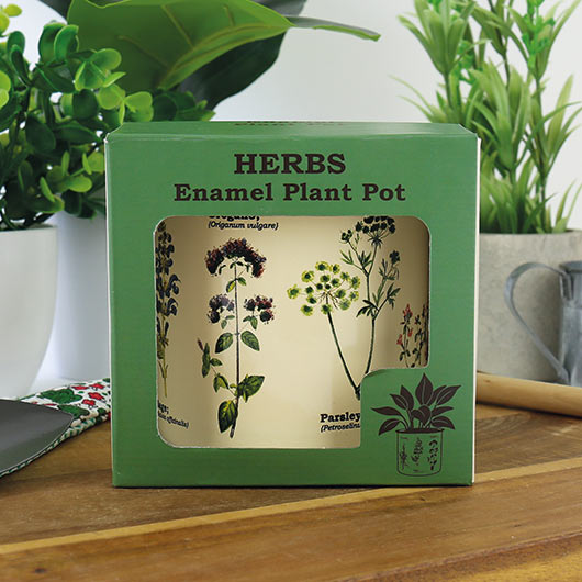 Gift Republic Herbs Enamel Plant Pot