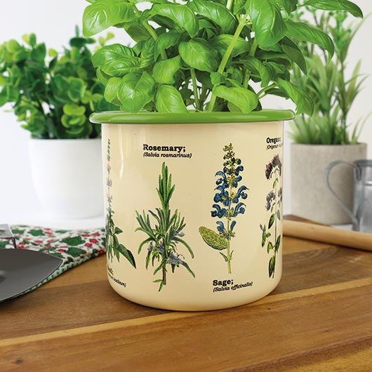 Gift Republic Herbs Enamel Plant Pot