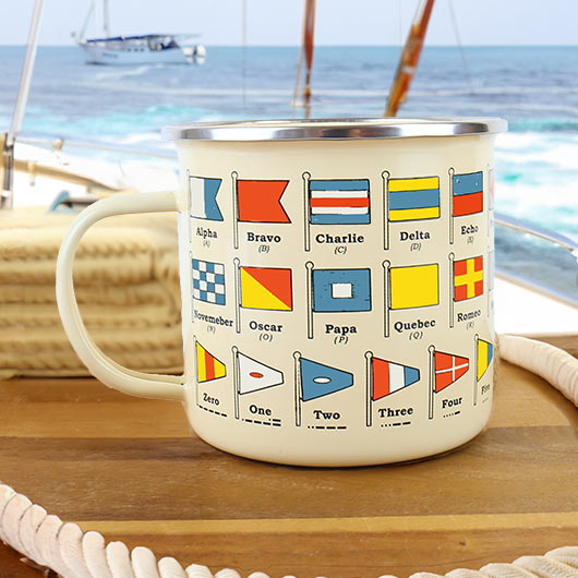 gift republic Nautical Flags Enamel Mug