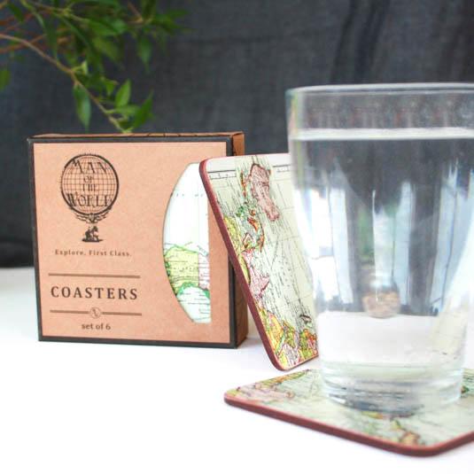 Gift Republic Vintage World Map Coasters