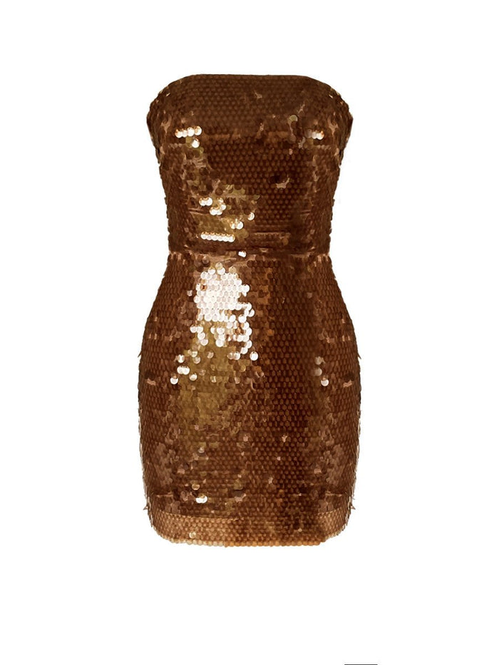 Gigii's Loren Mini Glam Dress - Chocalate Brown