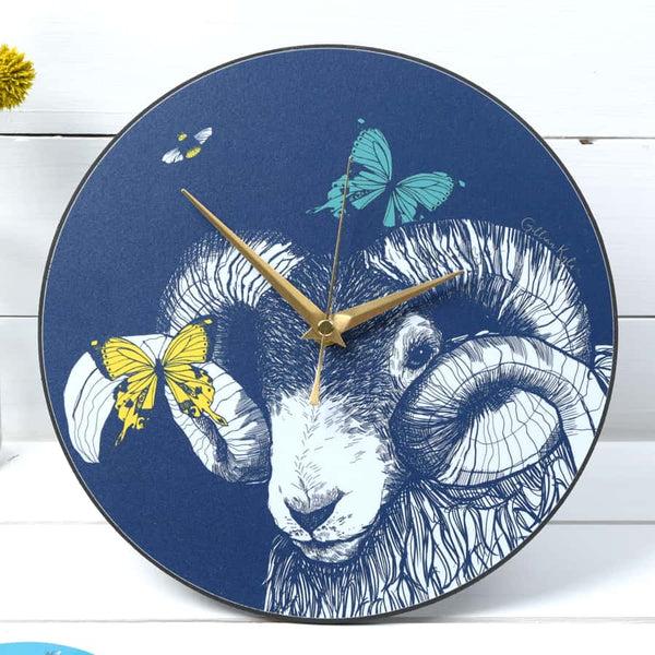 gillian kyle Blackface Ram Butterflies & Bees Wall Clock