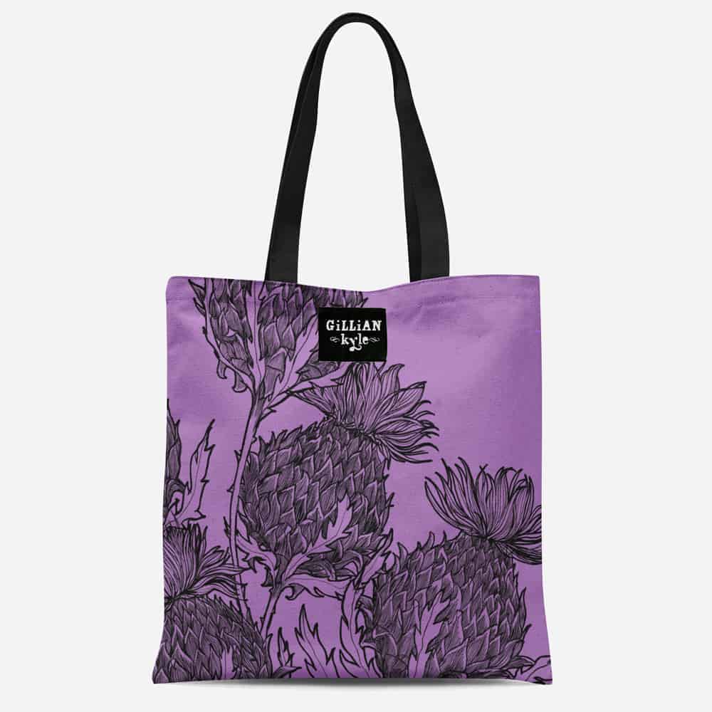 Gillian Kyle Black Thistle Heavyweight Tote - Lilac