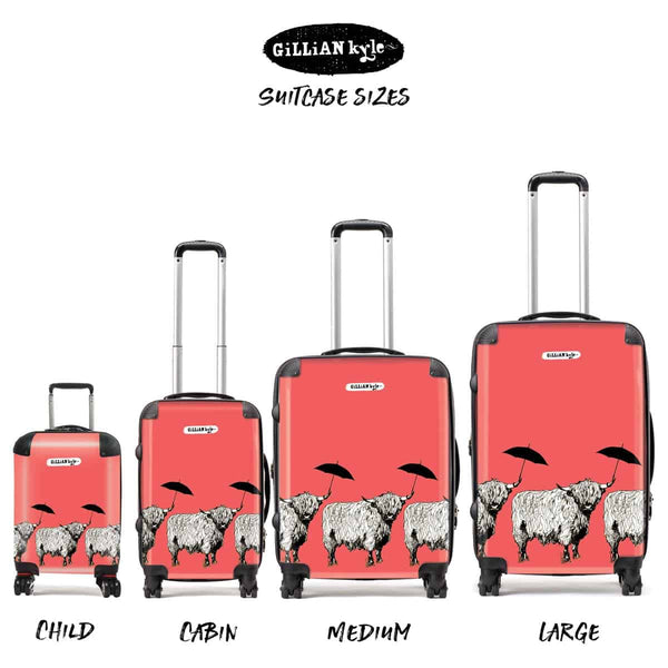 Gillian Kyle Dougal Highland Cow Suitcase - Soft Red