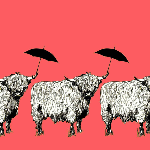 Gillian Kyle Dougal Highland Cow Suitcase - Soft Red