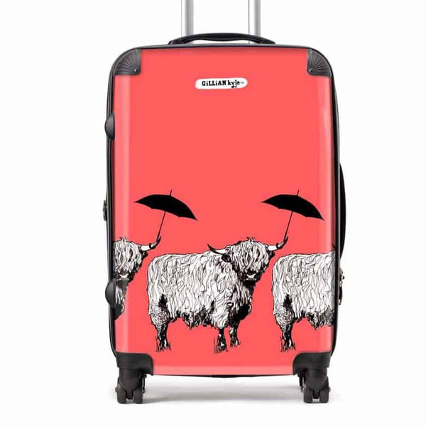 gillian kyle Dougal Highland Cow Suitcase - soft red