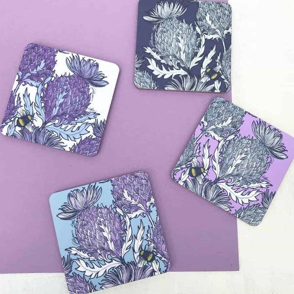Gillian Kyle Flower Of Scotland Thistle Coasters