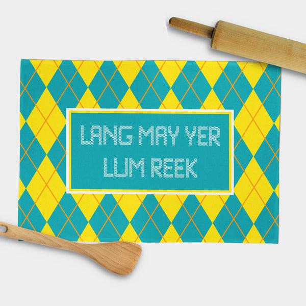 gillian kyle Lang May Yer Lum Reek Tea Towel