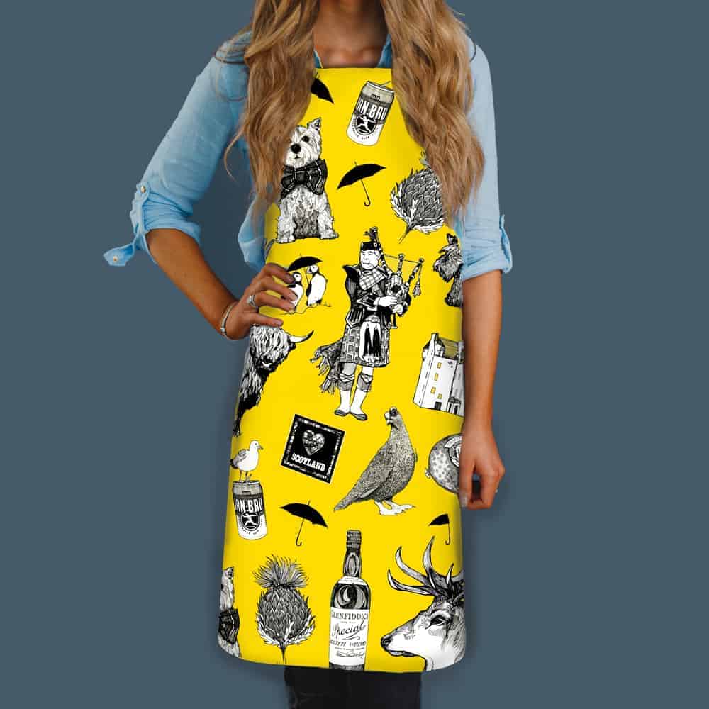 Gillian Kyle Love Scotland Apron - Yellow