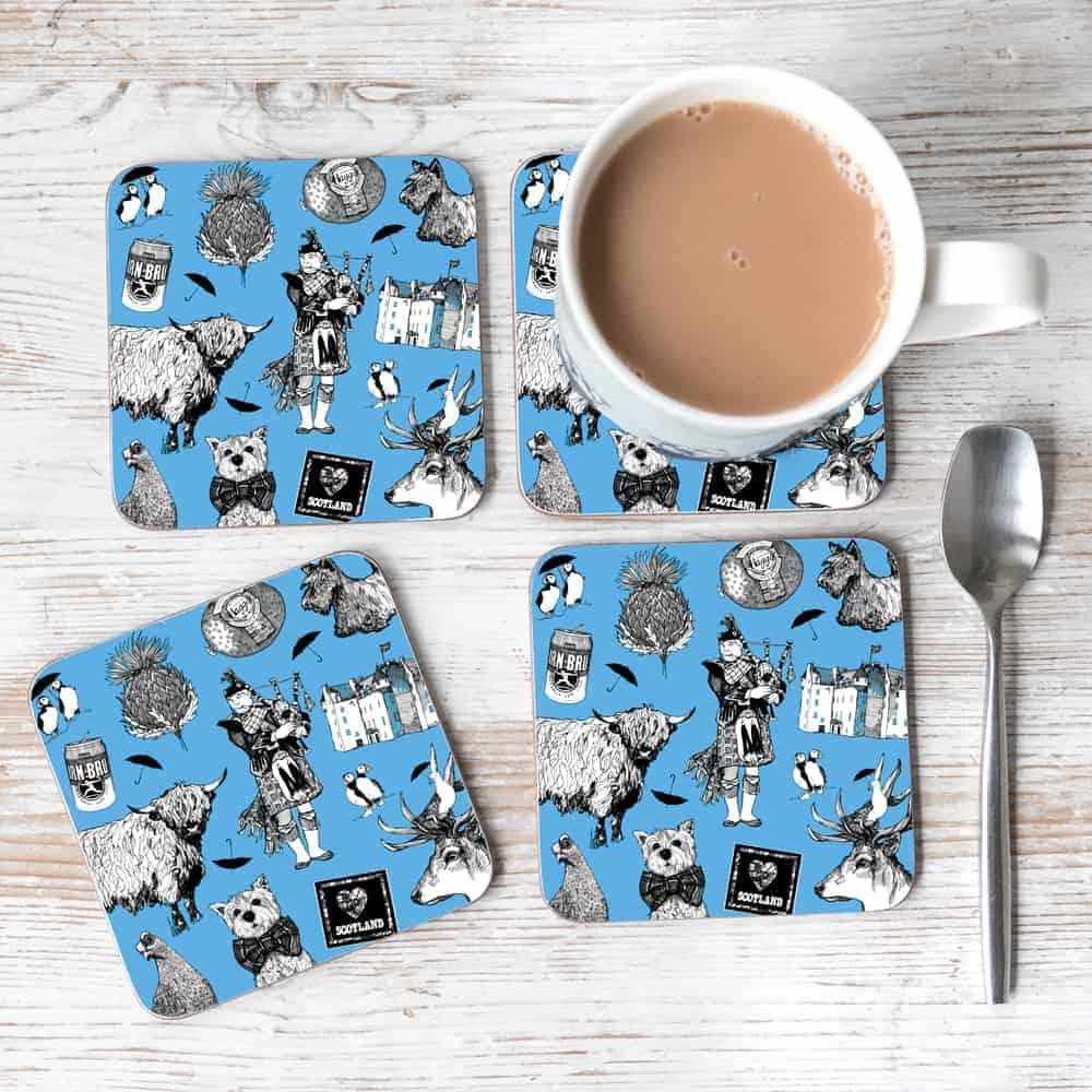 Gillian Kyle Love Scotland Individual Coaster - Blue