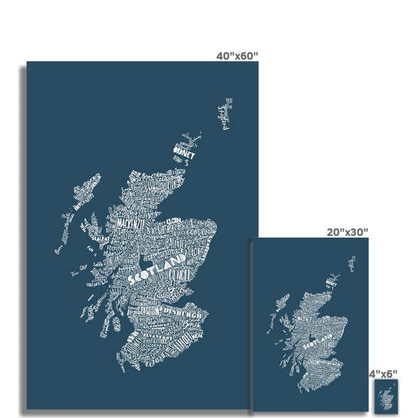 Gillian Kyle Mapped Out Petrol Blue Fine Art Print