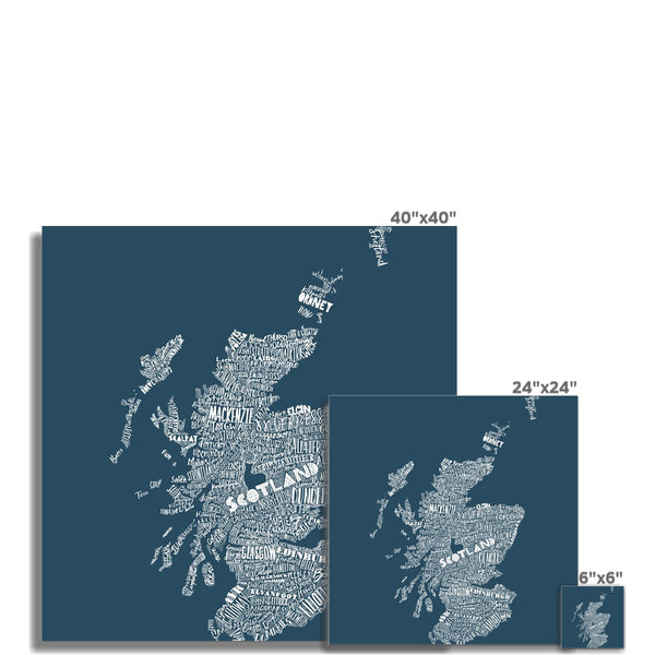 Gillian Kyle Mapped Out Petrol Blue Fine Art Print