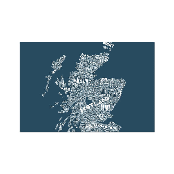 gillian kyle Mapped Out Petrol Blue Fine Art Print