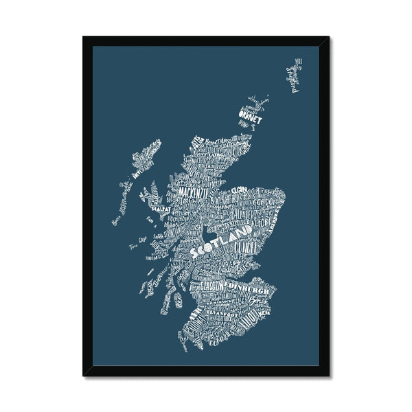 gillian kyle Mapped Out Petrol Blue Framed Print