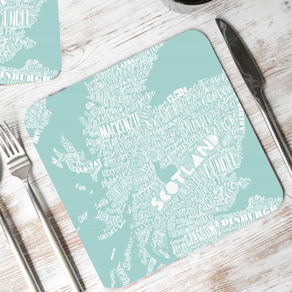 gillian kyle Mapped Out Set of 2 Placemats - celadon