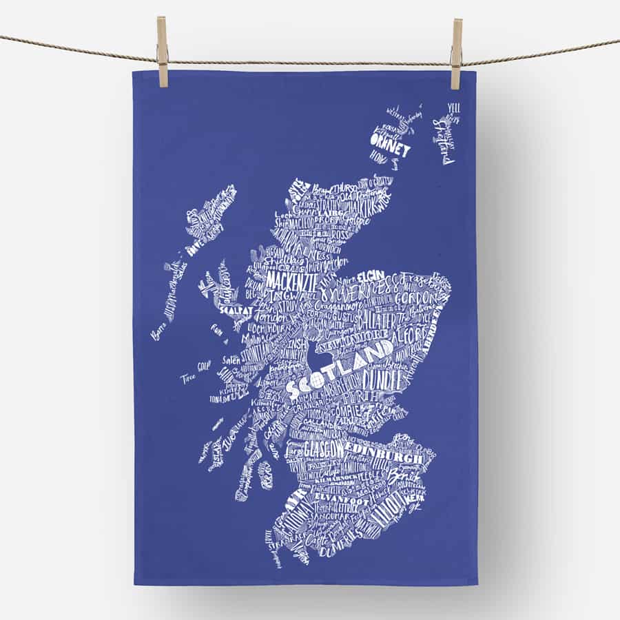 Gillian Kyle Mapped Out Tea Towel - Navy