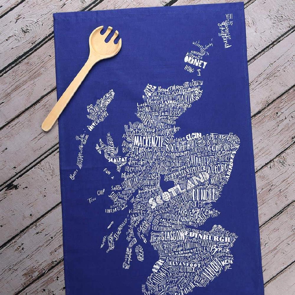 Gillian Kyle Mapped Out Tea Towel - Navy