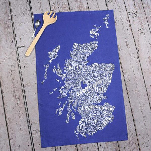 gillian kyle Mapped Out Tea Towel - navy
