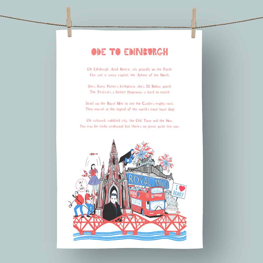 Gillian Kyle Ode To Edinburgh Tea Towel