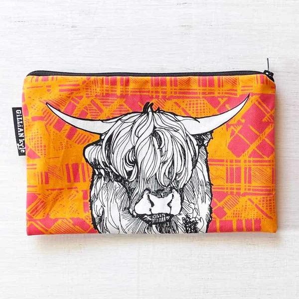 Gillian Kyle Tartan Cow Accessories Pouch