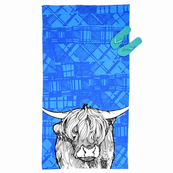 Gillian Kyle Tartan Cow Beach Towel