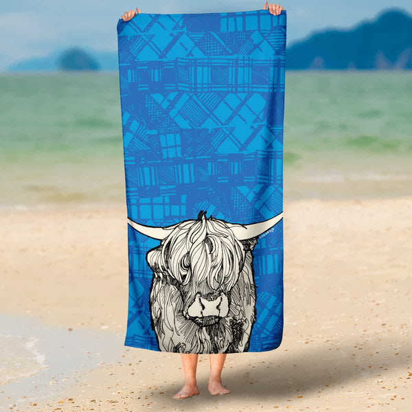 gillian kyle Tartan Cow Beach Towel