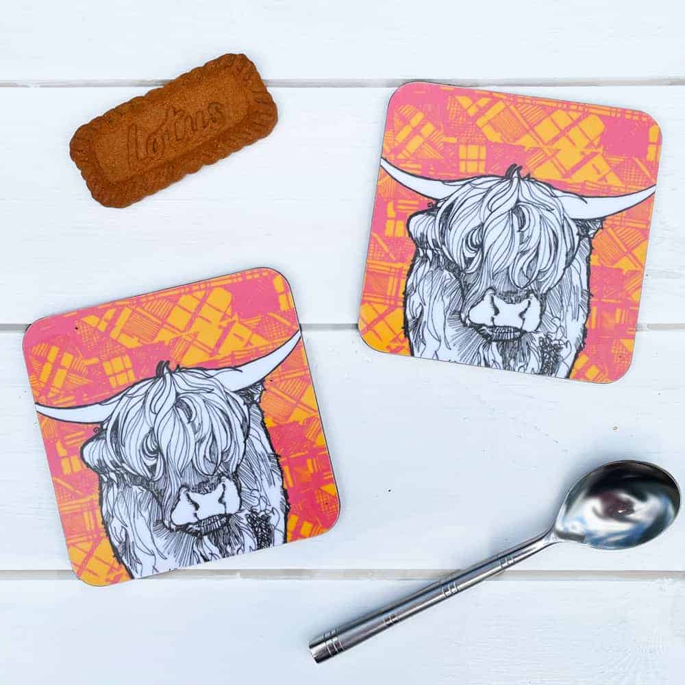 Gillian Kyle Tartan Cow Individual Coaster