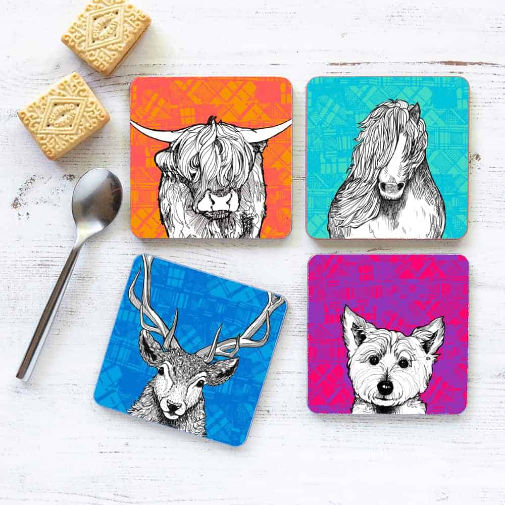 Gillian Kyle Tartan Pony Set Of 2 Coasters