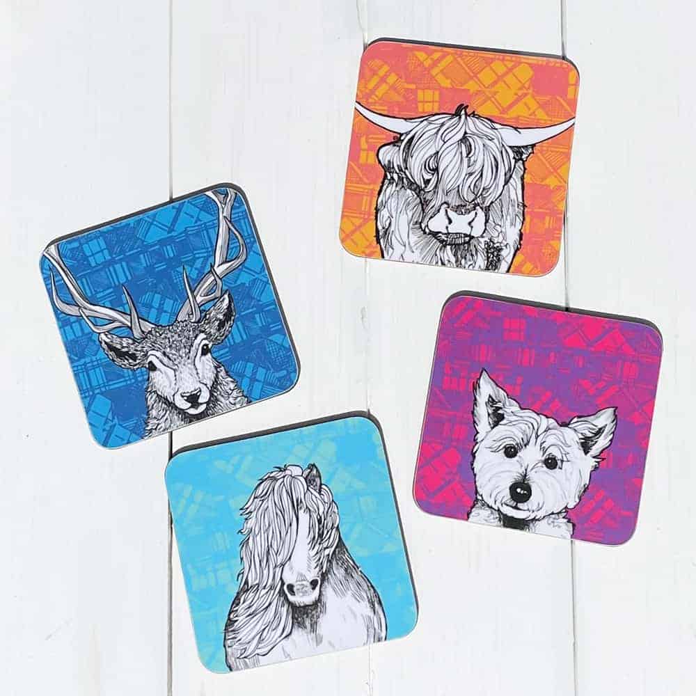 Gillian Kyle Tartan Pony Set Of 2 Coasters