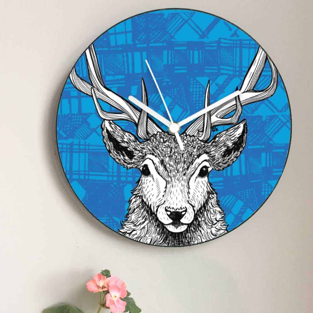Gillian Kyle Tartan Stag Wall Clock