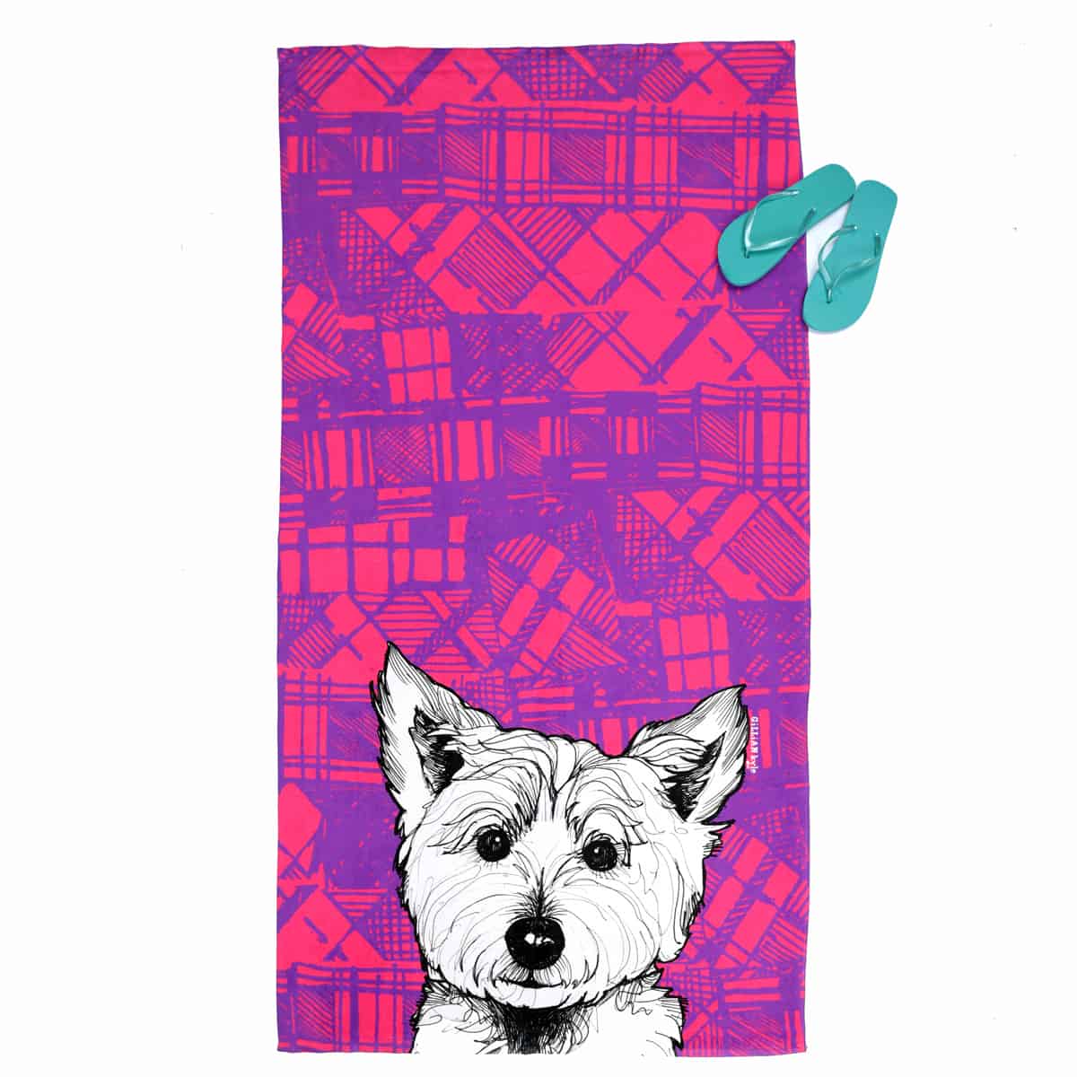 Gillian Kyle Tartan Westie Beach Towel