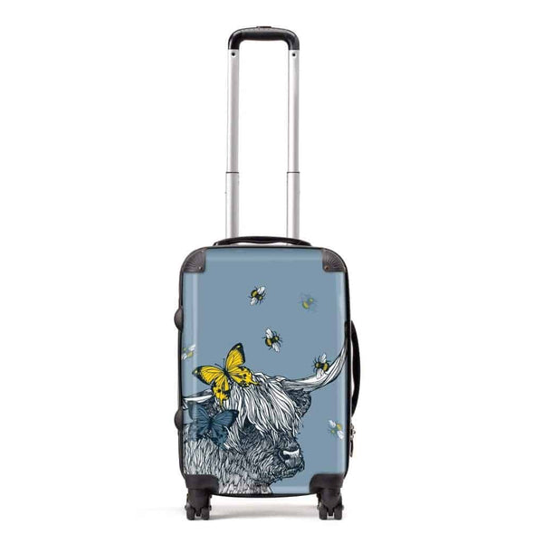 Gillian Kyle Highland Cow Butterflies & Bees Suitcase - Slate