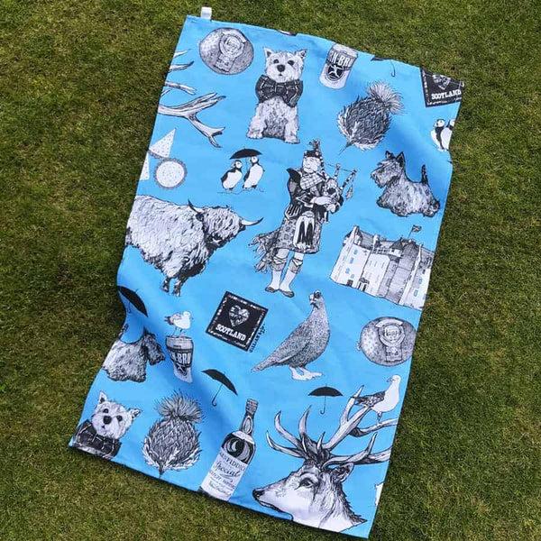 Gillian Kyle Love Scotland Cotton Tea Towel - Sky Blue