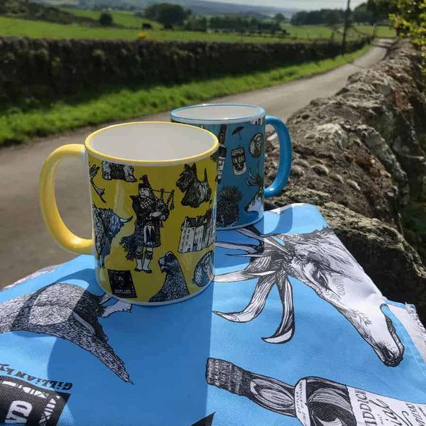 Gillian Kyle Love Scotland Cotton Tea Towel - Sky Blue