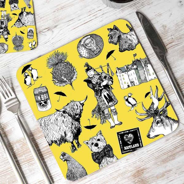 gillian kyle Love Scotland Set of 2 Placemats - yellow