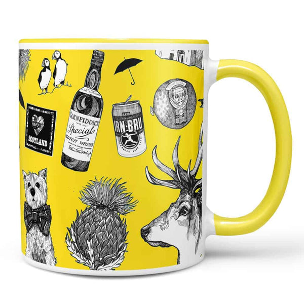 Gillian Kyle Love Scotland Set Of 4 Coasters - Yellow