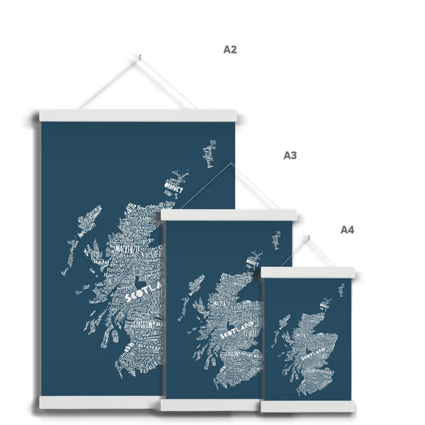 Gillian Kyle Mapped Out Petrol Blue Fine Art Print With Hanger